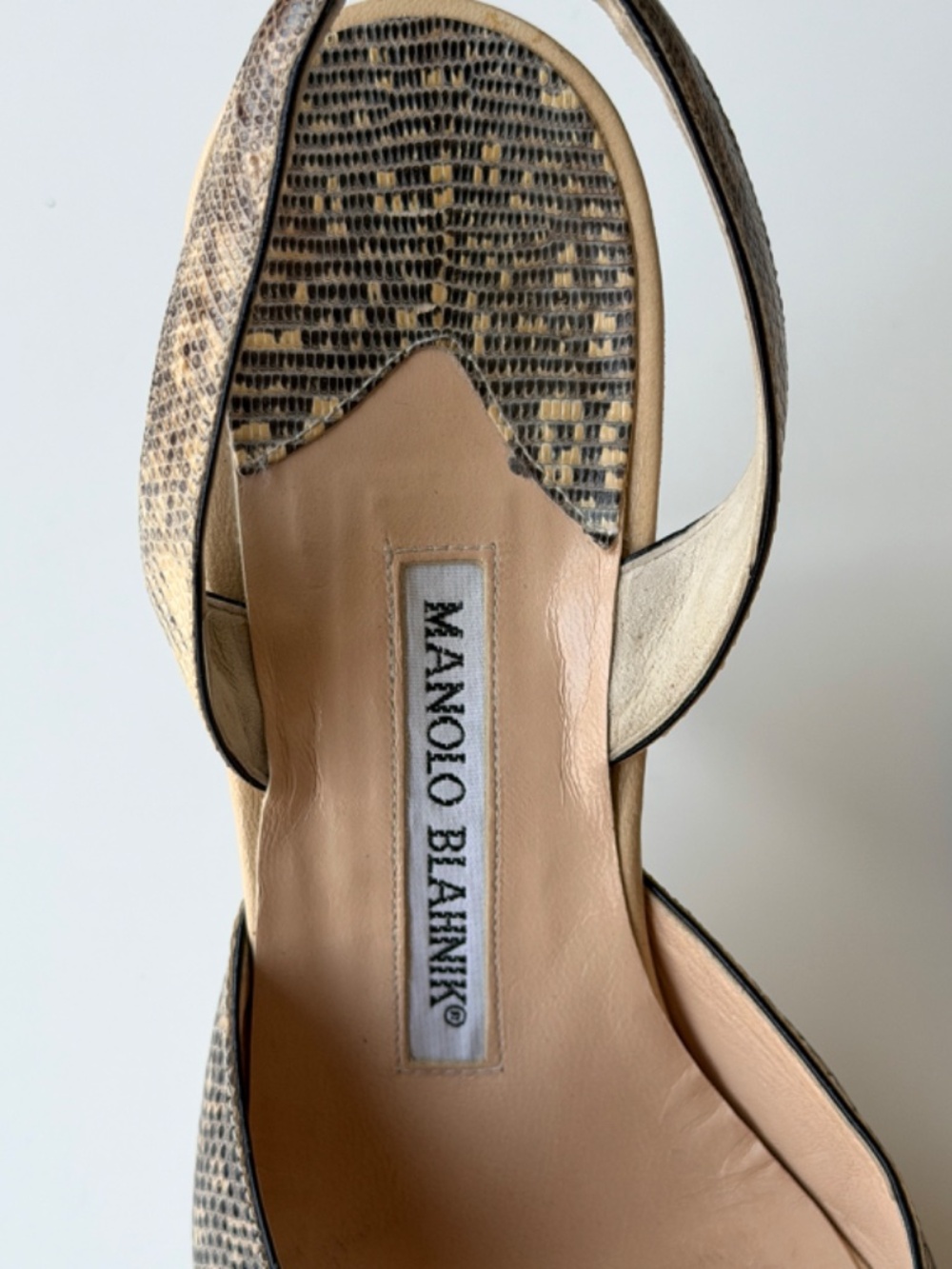 Vintage Manolo Blahnik exotic leather slingback, IT 37, approx. US 6.5–7 - Picture 3 of 13